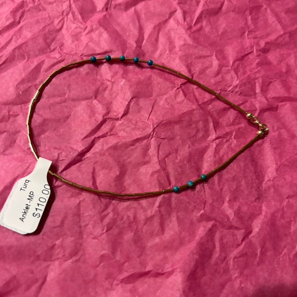 MP silver stone with turquoise anklet NWT